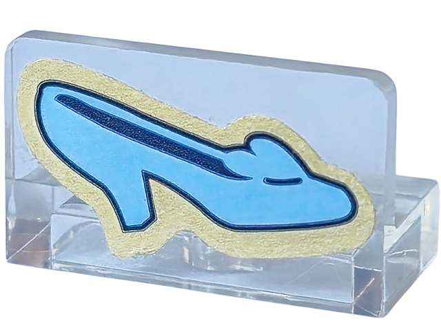 Lego Panel 1 x 2 x 1 with Blue Shoe and Pearl Gold Outline Pattern (Sticker) - Set 41154