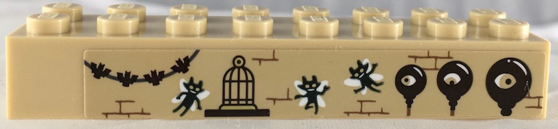 Lego Brick 2 x 8 with Bats, Bricks, Cage and Pixies Pattern (Sticker) - Set 71043