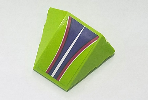 Lego Wedge 4 x 3 Triple Curved No Studs with Dark Purple, Magenta, and White Stripes Pattern (Sticker) - Set 41317