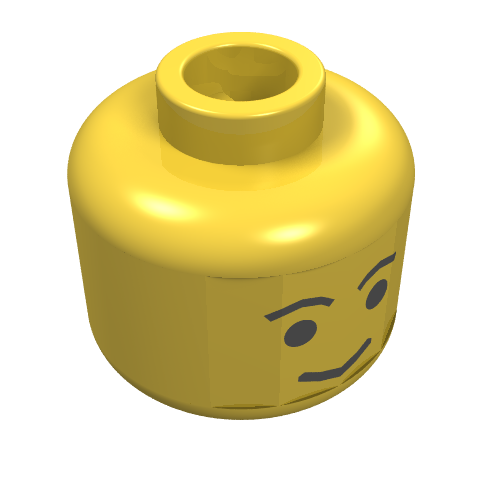 Lego Minifig Head, Standard Grin and Eyebrows Print [Blocked Open Stud]