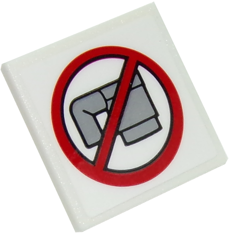 Lego Road Sign 2 x 2 Square with Open O Clip with No Cups Pattern (Sticker) - Set 10261 / White