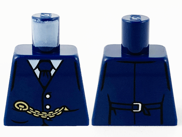 Lego Torso Suit Jacket Buttoned, Tie and Gold Chain Pattern / Dark Blue