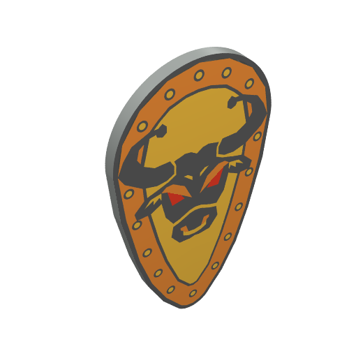 Lego Shield Ovoid with Bull Head Print / Light Gray