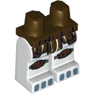 Lego Hips and White Legs with Dark Brown Loincloth, Knee Pads and Gray Toes Print / Dark Brown