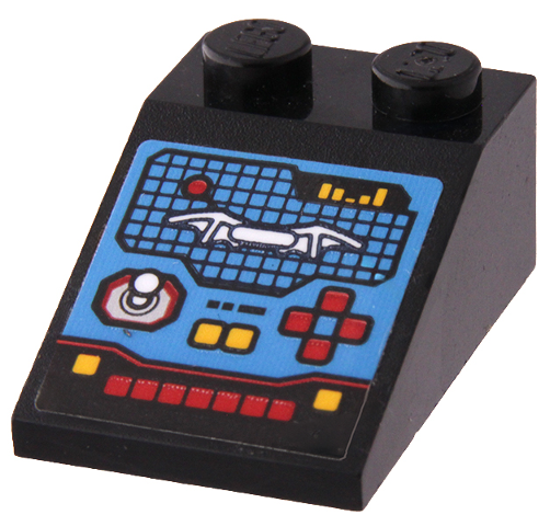 Lego Slope 33 3 x 2 with Control Panel, Screen with Batarang, Lights, Buttons and Switches Pattern (Sticker) - Set 70917