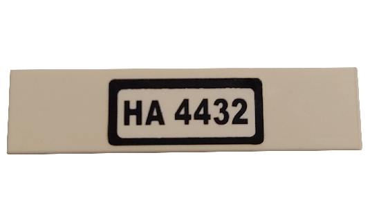 Lego Tile 1 x 4 with 'HA 4432' on White Background Pattern (Sticker) - Set 4432 / White