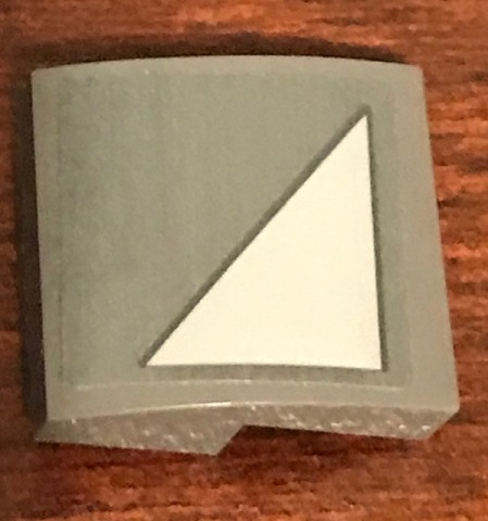 Lego Slope, Curved 2 x 2 x 2/3 with SW Light Bluish Gray Triangle Pattern Model Right Side (Sticker) - Set 75158 / Dark Bluish Gray