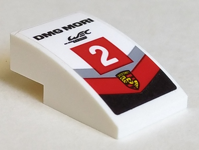 Lego Slope, Curved 3 x 2 with 'DMG MORI', Number 2 and Porsche Logo Pattern (Sticker) - Set 75887