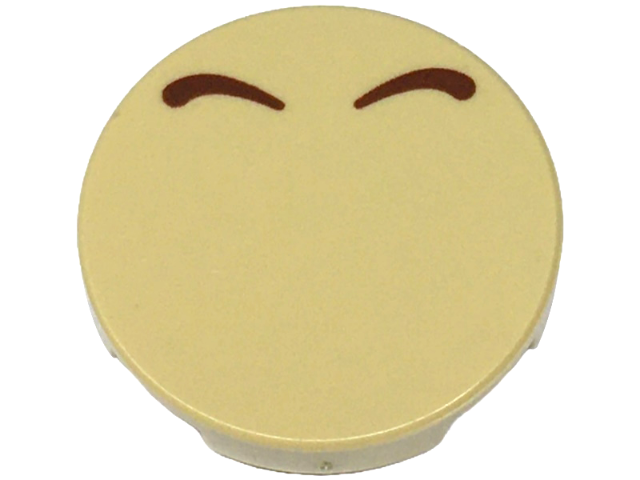 Lego Tile, Round 2 x 2 with Bottom Stud Holder with 2 Reddish Brown Curved Lines Pattern (Super Mario Bowser Nostrils)