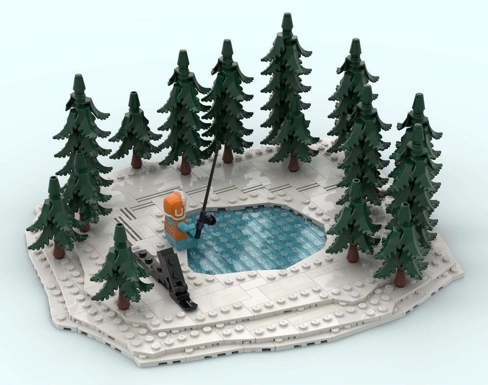 Lego Winter Snow Motorbike Diorama v2