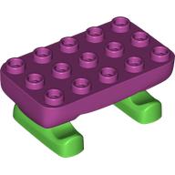 Lego Feet Bright Green Pattern with 3 x 5 Plate / Magenta