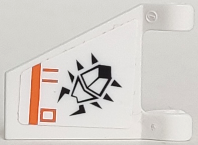 Lego Flag 2 x 2 Trapezoid with Flat Edge with Black Scarab, Orange Lines and Rectangle Pattern Model Left Side (Sticker) - Set 7693