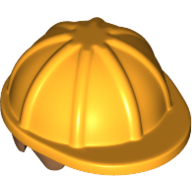 Lego Hair and Helmet, Construction / Hard Hat, Short Straight Medium Nougat pattern / Bright Light Orange