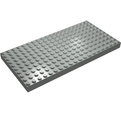 Lego Brick 10 x 20 without Bottom Tubes, with '+' Cross Support (early Baseplate) / Light Gray