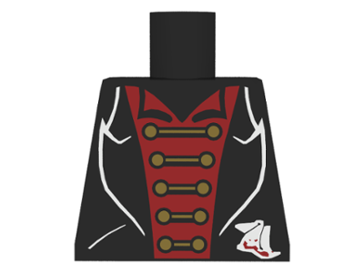Lego Torso Studios Black Suit, Red Shirt, Gold Clasps Pattern (Vampire) / Black