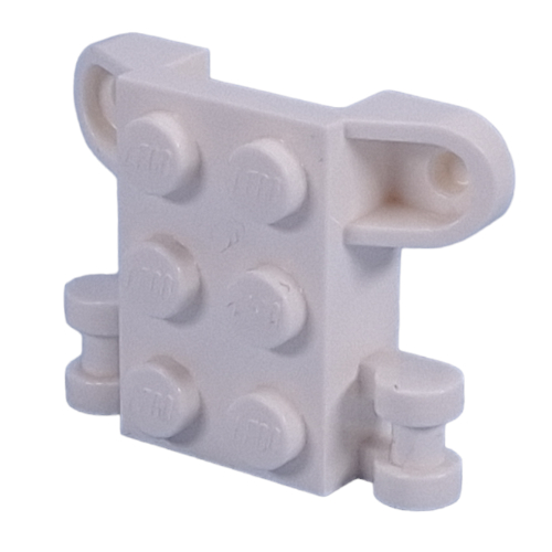 Lego Minifig Neckwear Bracket with 6 Back Studs, 2 Handles, 2 Protruding Front Studs / White