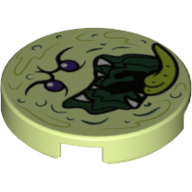 Lego Tile Round 2 x 2 with Ghost Face Print / Yellowish Green
