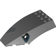 Lego Windscreen 10 x 6 x 2 Curved with Shark Eyes Print / Dark Bluish Gray