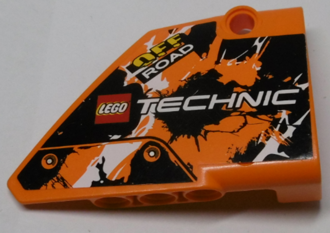 Lego Technic, Panel Fairing #14 Large Short Smooth, Side B with LEGO TECHNIC Logo, 'OFF ROAD' and Black, Orange and White Pattern (Sticker) - Set 42007