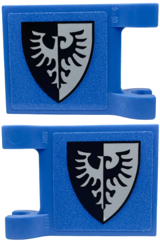 Lego Flag 2 x 2 Square with Flat Edge with Black Falcon Shield Pattern on Both Sides (Stickers) - Set 910001 / Blue