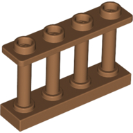 Lego Fence Spindled 1 x 4 x 2 [4 Top Studs] / Medium Nougat