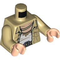 Lego Torso Shirt, Open over Greased White Shirt, Belt, Necklace Print, Tan Arms, Light Nougat Hands