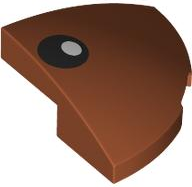 Lego Slope, Curved 2 x 2 x 2/3 Corner Round with White Circle on Black Oval Pattern Model Left Side (Fortnite KIT Cat Eye)