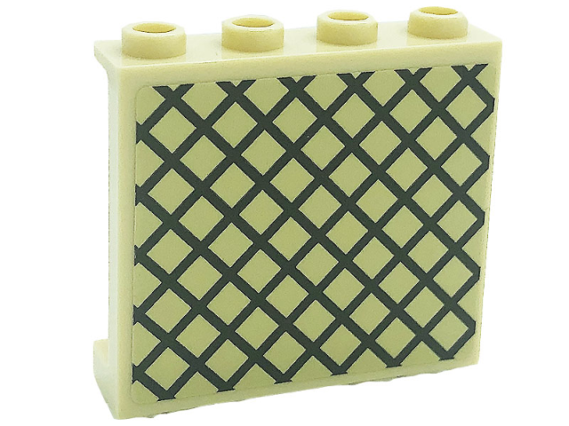 Lego Panel 1 x 4 x 3 with Side Supports - Hollow Studs with Lattice Pattern (Sticker) - Set 71043 / Tan