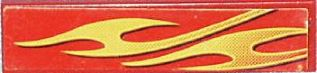Lego Tile 1 x 4 with Yellow Flames Pattern Model Back Right Side (Sticker) - Set 8667 / Red