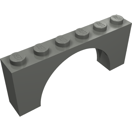 Lego Brick Arch 1 x 6 x 2 - Very Thin Top without Reinforced Underside / Dark Bluish Gray