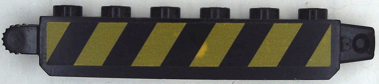 Lego Hinge Brick 1 x 6 Locking with Black and Yellow Danger Stripes Pattern Model Right Side (Sticker) - Set 7713 / Black