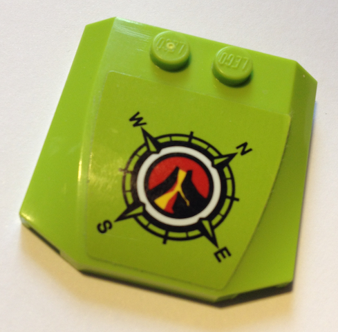 Lego Wedge 4 x 4 x 2/3 Triple Curved with Volcano Explorers Logo Compass Pattern (Sticker) - Set 60125