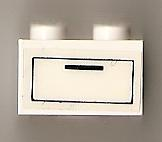 Lego Brick 2 x 2 with Drawer Pattern (Sticker) - Set 6372 / White