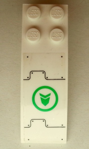Lego Slope, Curved 6 x 2 with Bright Green Arrow in Circle, Metal Plates and Bolts Pattern (Sticker) - Set 70704