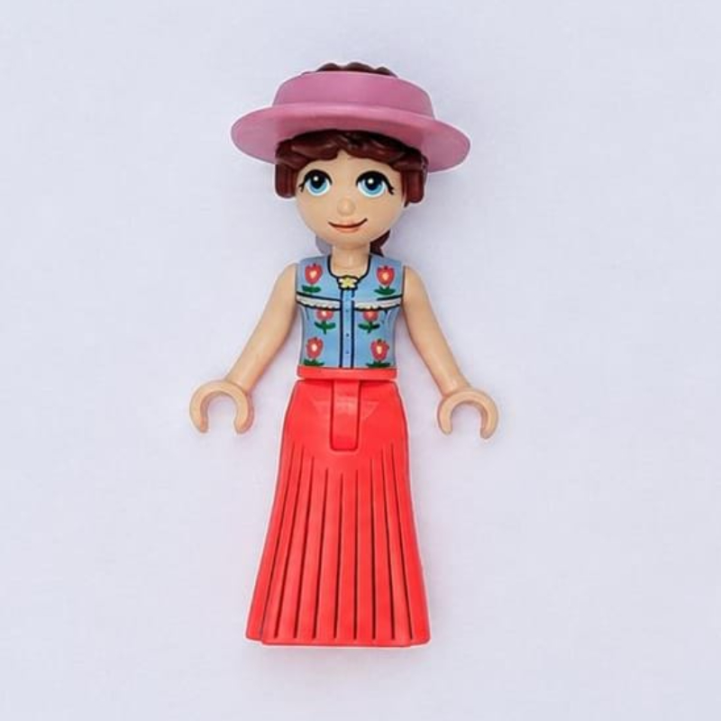 Lego Paisley, Bright Light Blue Top, Coral Dress, Visor