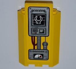 Lego Panel 3 x 3 x 6 Corner Wall without Bottom Indentations with 'SCANNER', Screen, Keypad, Cables, 'DANGER' and Gauge Pattern (Sticker) - Set 5887
