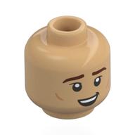 Lego Minifig Head Oscar Piastri, Reddish Brown Eyebrows, Open Mouth / Warm Tan