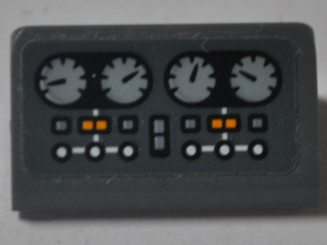 Lego Slope 30 1 x 2 x 2/3 with Four Light Bluish Gray Gauges and Buttons Pattern (Sticker) - Set 76067