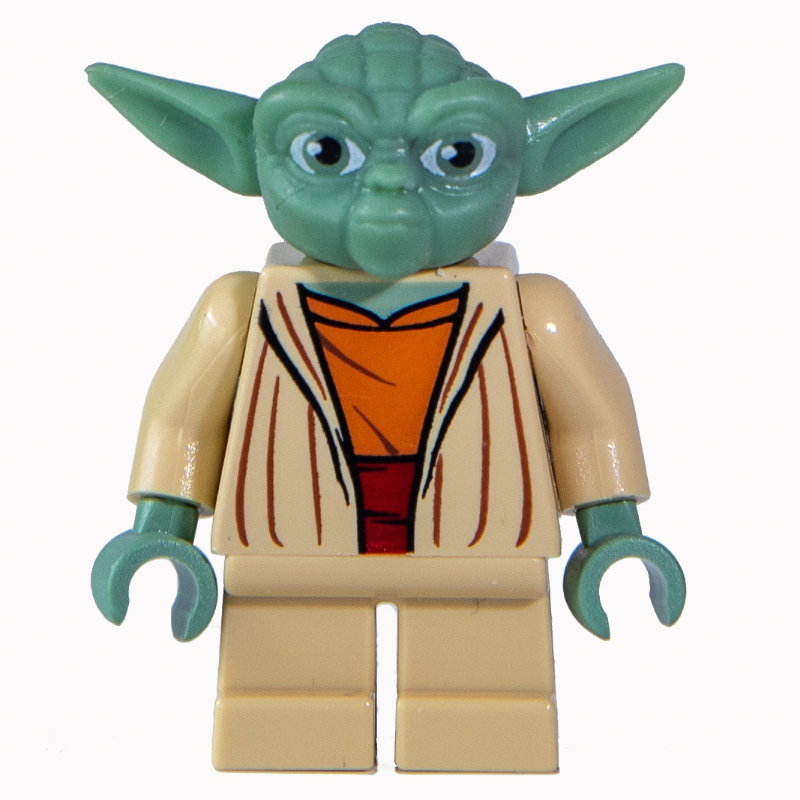 Lego Yoda, Sand Green Head with Gray Hair, Dark Red Sash (Clone Wars)
