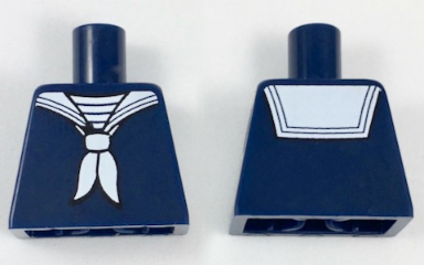 Lego Torso Sailor Uniform with White Neckerchief Scarf Pattern / Dark Blue
