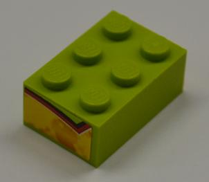 Lego Brick 2 x 3 with Red and Yellow Flame Pattern on Both Ends (Stickers) - Set 8199