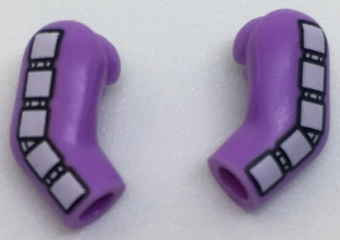 Lego Arm, (Matching Left and Right) Pair with 5 White Squares Pattern / Medium Lavender