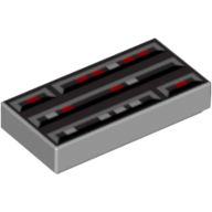 Lego Tile 1 x 2 with Stylised Computer Console Print / Light Bluish Gray