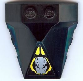 Lego Wedge 4 x 4 x 1 1/3 Pyramid Center with Yellow Circle and Silver Robot Head Facing Out Pattern (Sticker) - Set 8108