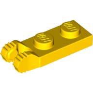Lego Hinge Plate 1 x 2 Locking with 2 Fingers On End, without Groove, 7 Teeth / Yellow