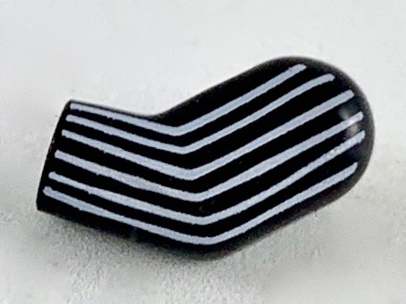 Lego Arm, Left with 6 White Stripes Pattern / Black
