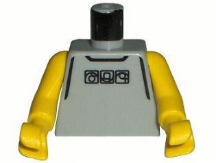 Lego Torso NBA Street Player - Gray Shirt and 3 Squares Pattern / Yellow NBA Arms
