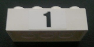 Lego Brick 2 x 4 with Black '1' Pattern (Sticker) - Set 8672