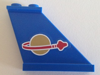 Lego Tail 4 x 1 x 3 with Classic Space Logo Pattern on Right Side (Sticker) - Set 70816 / Blue