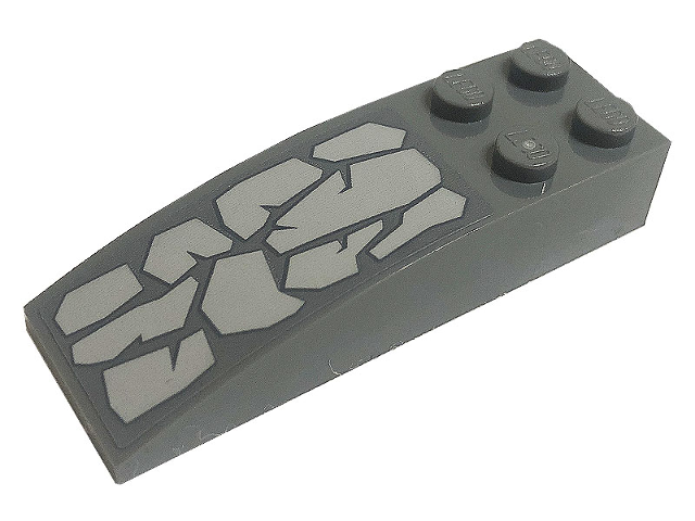 Lego Slope, Curved 6 x 2 with Light Bluish Gray Stones Pattern (Sticker) - Set 71720 / Light Bluish Gray